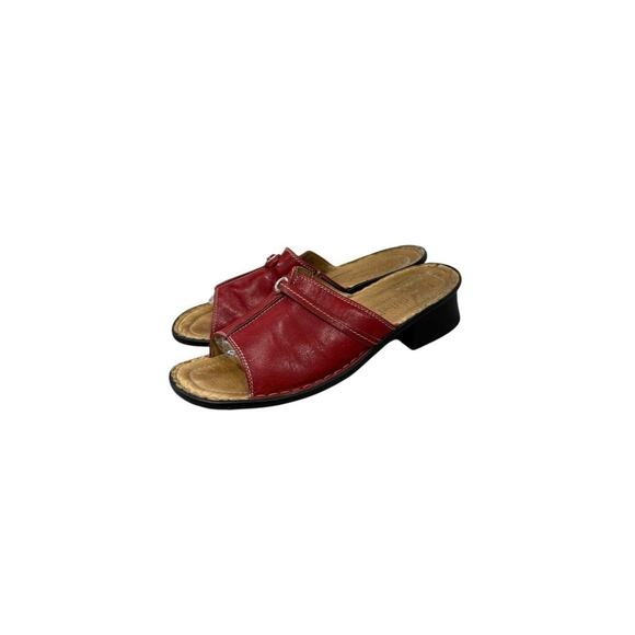 Josef Seibel Leather Slide Style Open Toe Sandals Red Womens EU 40 US 9/9.5 - Picture 1 of 8